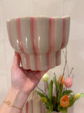 Bloempot/vaas roze wit gestreept, foto 2