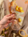 Kandelaar glas roze gehamerd