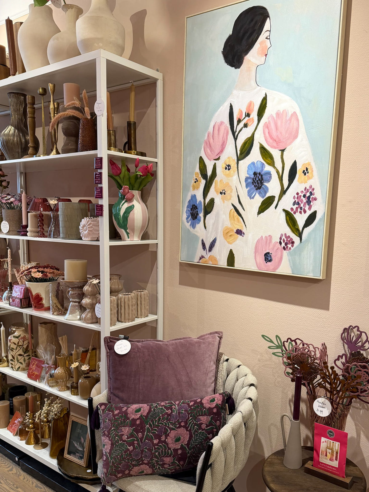 Schilderij vrouw met bloemen, foto 2