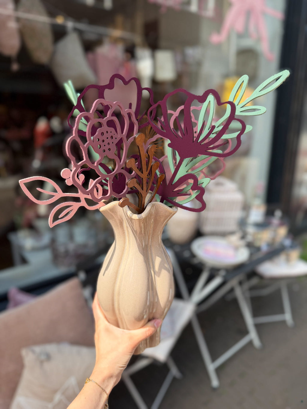 Handgemaakte houten bloemen