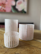Waxinehouder licht roze gestreept