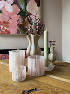 Waxinehouder licht roze gestreept, foto 2