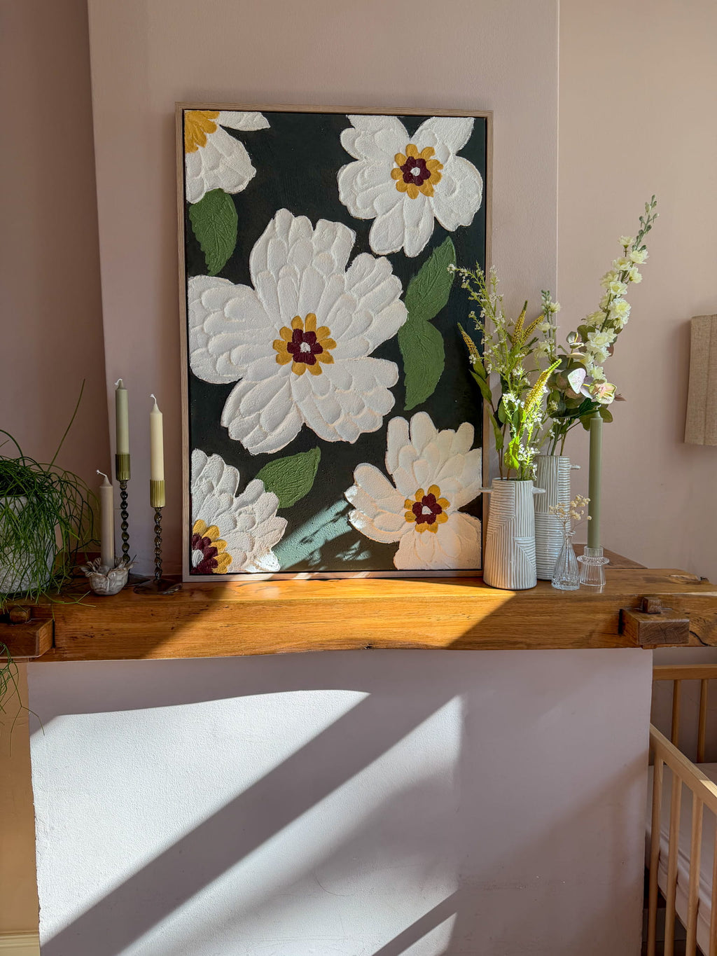 Schilderij madelief groen, foto 2