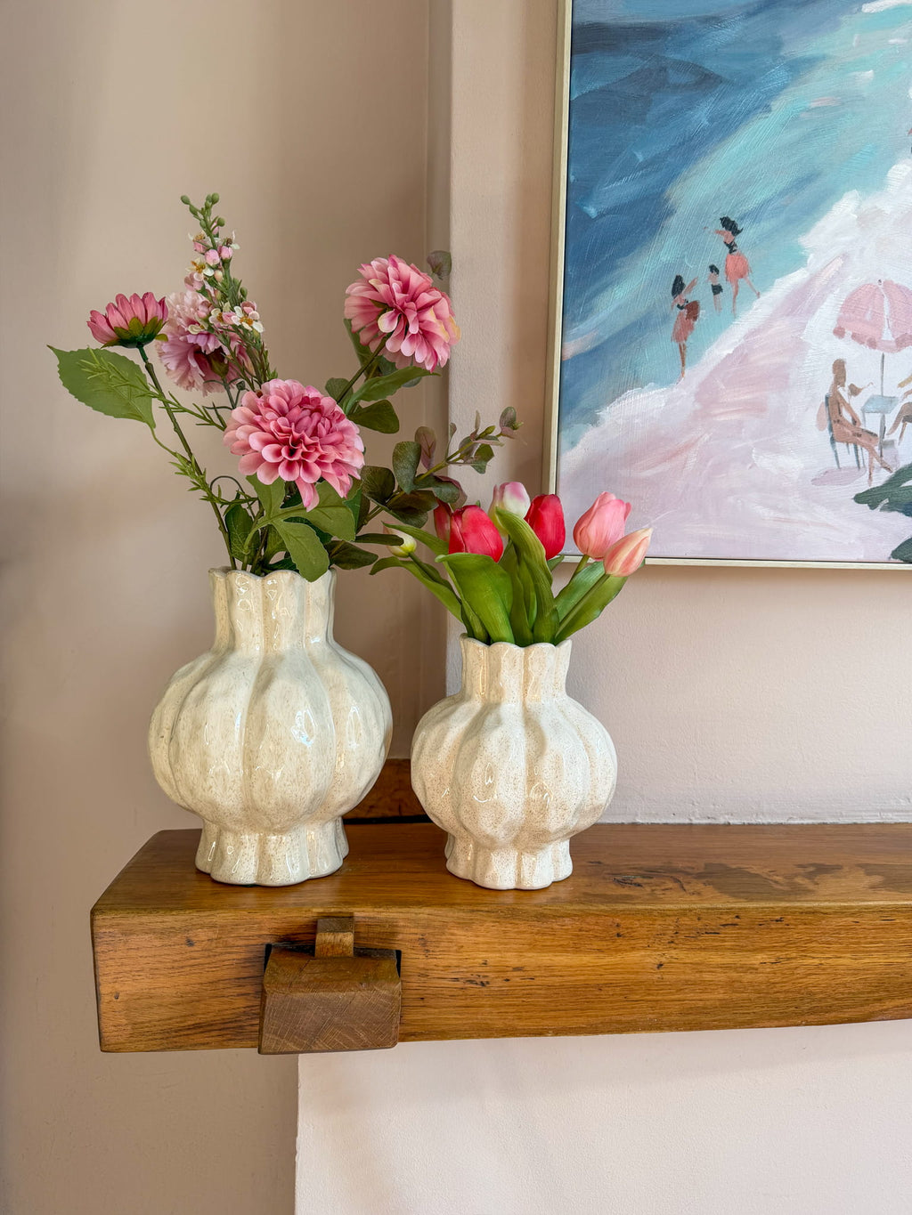 Vaas papaver beige gespikkeld