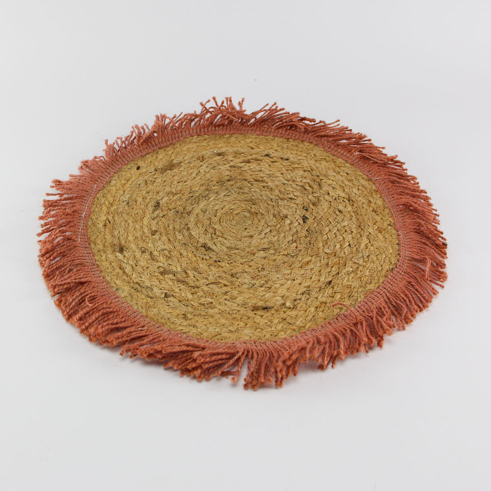 Placemat met franjes oud roze