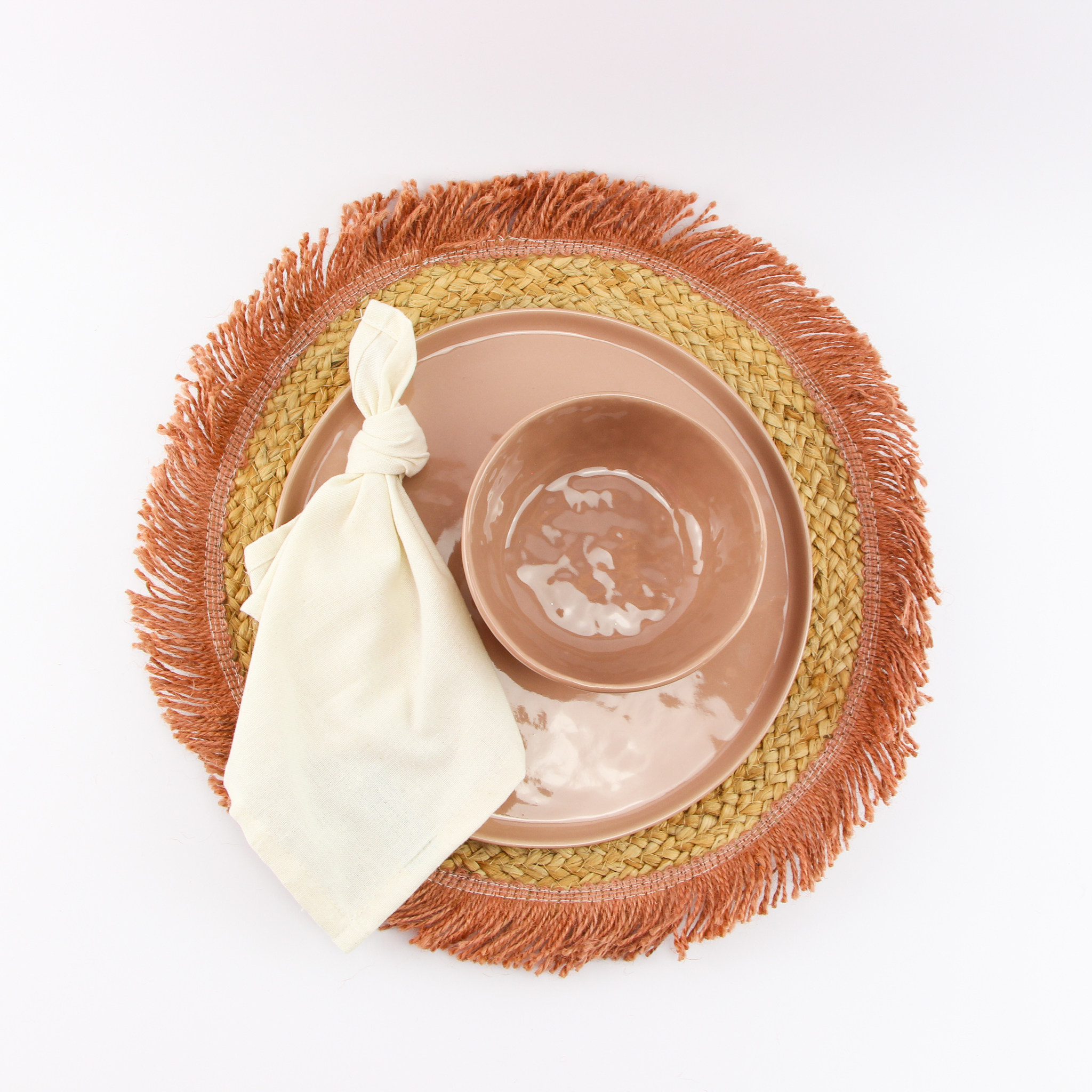Placemat met franjes oud roze - Loeks nice product foto 0847 - 1008